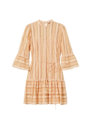 TWINSET striped lace dress - Pink