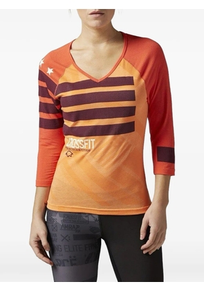 Reebok striped V-neck T-shirt - Orange