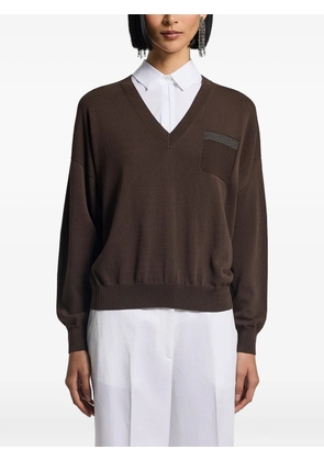 Peserico pocket V-neck sweater - Brown