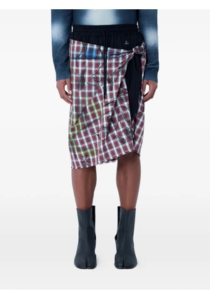 Vivienne Westwood asymmetrical wrap check-print skirt - Black