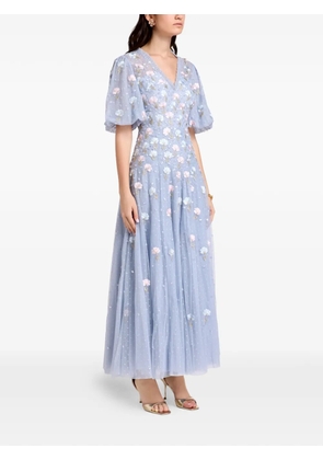 Needle & Thread floral-embroidered midi dress - Blue