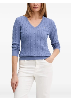 Gant V-neck cable sweater - Blue