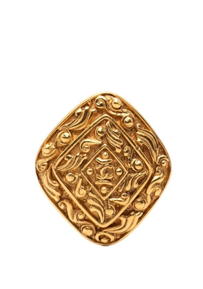 CHANEL Pre-Owned 1970-1980 CC Gold Plated Diamond Brooch costume brooch