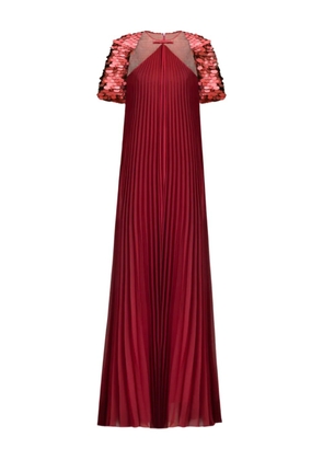 Gemy Maalouf halterneck plissé maxi dress - Red