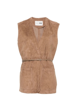 Manzoni 24 pocket leather waistcoat - Brown