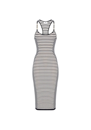 Elisabetta Franchi striped-pattern racerback midi dress - White