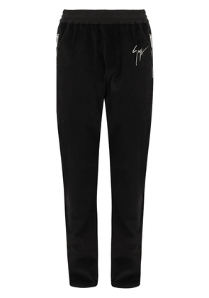 Giuseppe Zanotti satin-trim velvet trousers - Black
