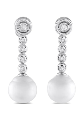LB Exclusive 18K white gold diamond and pearl earrings - Silver