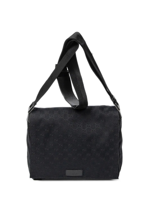Gucci Pre-Owned Flap Messenger monogram-pattern shoulder bag - Black