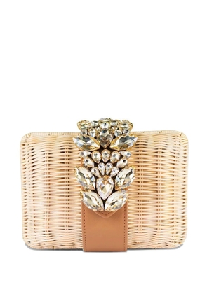 Gedebe Capri crystal-embellished clutch bag - Neutrals