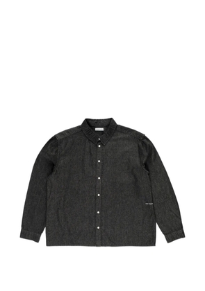 Pop Trading Company logo-appliqué denim shirt - Grey