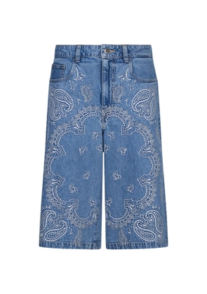 LIU JO embroidery stone-wash shorts - Blue
