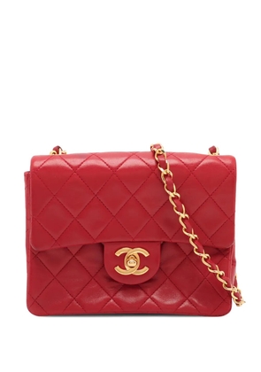 CHANEL Pre-Owned 1989-1991 Mini Square Classic Lambskin Single Flap crossbody bag - Red