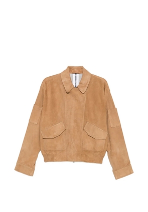 Sword patch pocket bomber jacket - Brown