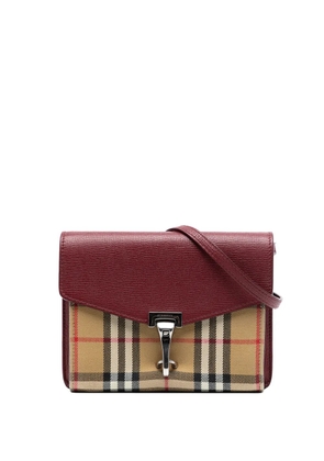 Burberry Pre-Owned 2010-2025 Small Leather and House Check Canvas Derby Macken crossbody bag - Red