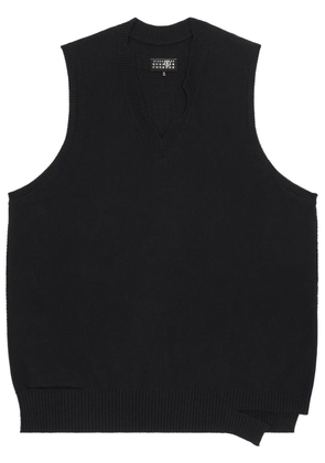 MM6 Maison Margiela distressed-effect gauge-knit dress - Black