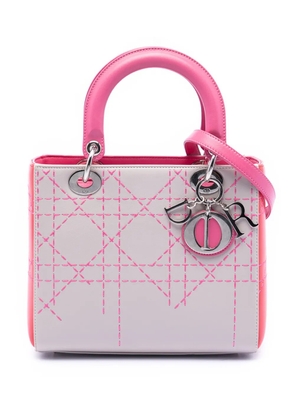 Christian Dior Pre-Owned 2014 Medium Tricolor Lambskin Macrocannage Stitched Lady Dior satchel - Grey