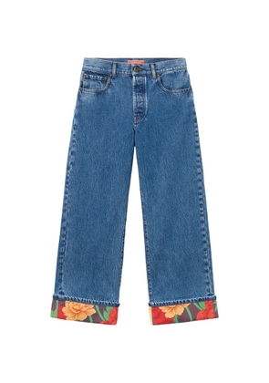 La DoubleJ floral cuff embroidered jeans - Blue