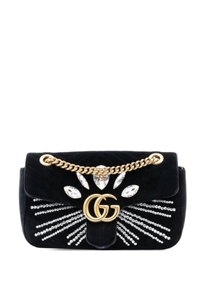 Gucci Pre-Owned 2016-2026 Medium GG Marmont Matelasse Velvet Crystal Embellished shoulder bag - Black
