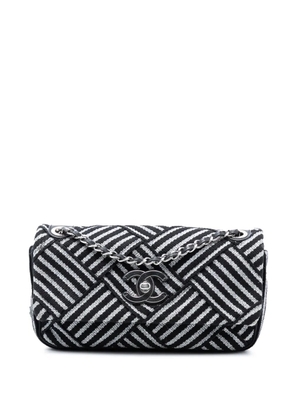 CHANEL Pre-Owned 2016-2017 CC Canvas Stripe Flap shoulder bag - Black