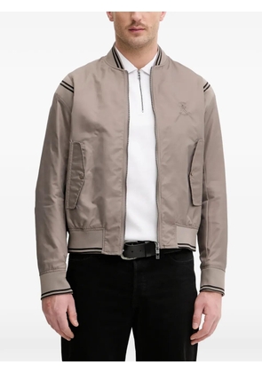 Armani Exchange logo-embroidered bomber jacket - Neutrals