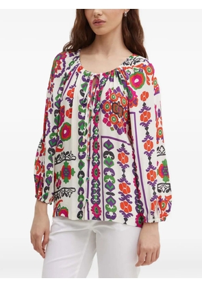 La Petite Française Bonbon floral tie-neck top - White