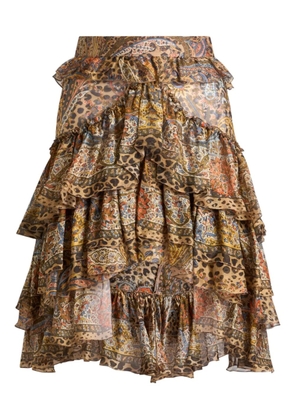 ETRO ruffled paisley-print skirt - Neutrals
