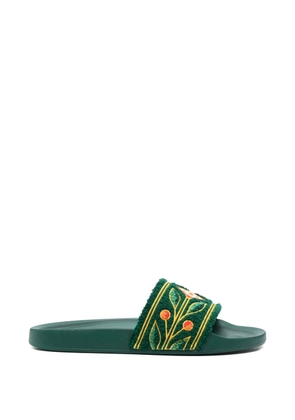 Casablanca floral-embroidered slides - Green