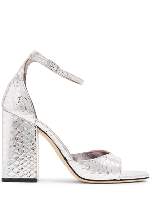 Paris Texas Fiona 100mm metallic-finish sandals - Silver