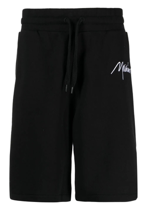 Moschino logo-embroidered organic cotton track shorts - Black