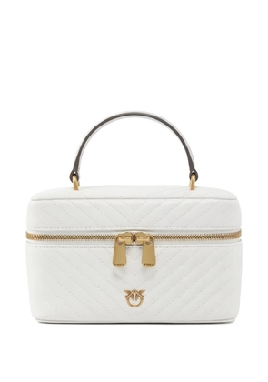 PINKO bird-plaque quilted beauty bag - White