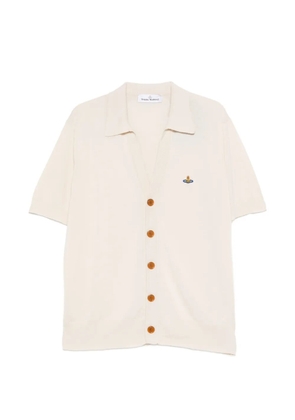 Vivienne Westwood button-fastening logo-embroidered polo cardigan - Neutrals