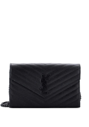 Saint Laurent Pre-Owned Classic Monogram Wallet on Chain Matelasse Chevron Leather Medium crossbody bag - Black