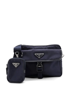 Prada Pre-Owned Buckle Front Pocket Flap Messenger Bag Re-Nylon with Saffiano Leather crossbody bag - Blue