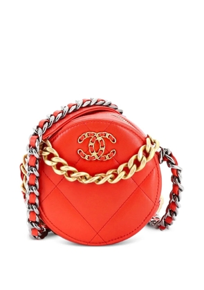 CHANEL Pre-Owned 19 Round with Chain Quilted Leather clutch bag - Red