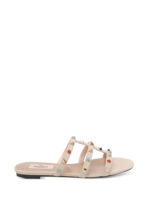 Valentino Garavani Rockstud leather slide sandals - Neutrals
