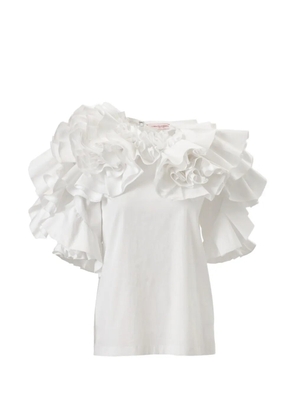 Carolina Herrera draped floral ruffled top ‌ - White