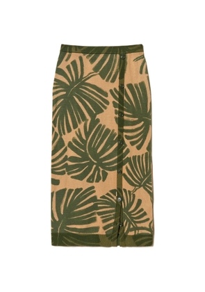 TWINSET leaf-print midi skirt - Neutrals