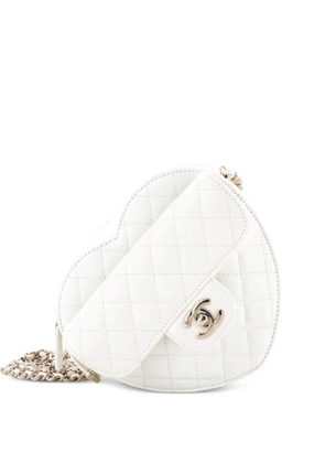 CHANEL Pre-Owned CC in Love Heart Bag Quilted Lambskin crossbody bag - White