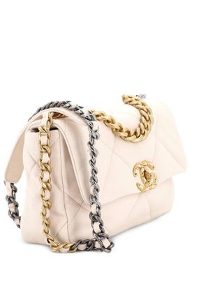 CHANEL Pre-Owned 19 Flap Bag Quilted Leather Medium crossbody bag - Neutrals