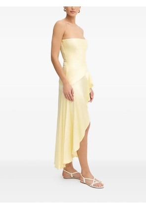 Bardot strapless ruffled asymmetric dress - Yellow
