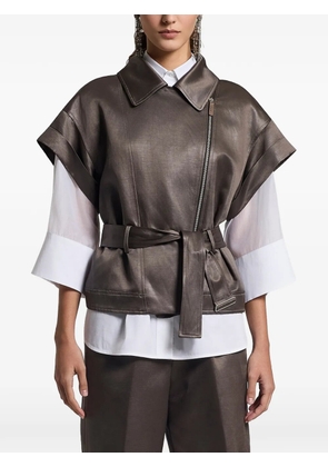 Peserico belted zip-up jacket - Brown