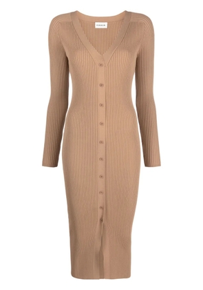 P.A.R.O.S.H. ribbed-knit button-up midi dress - Brown