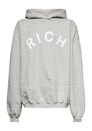 John Richmond distressed logo hoodie - Grey
