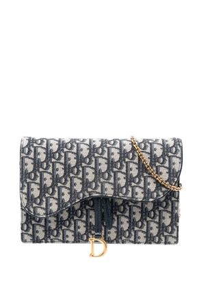 Christian Dior Pre-Owned 2022 Oblique Canvas Saddle Wallet On Chain crossbody bag - Blue