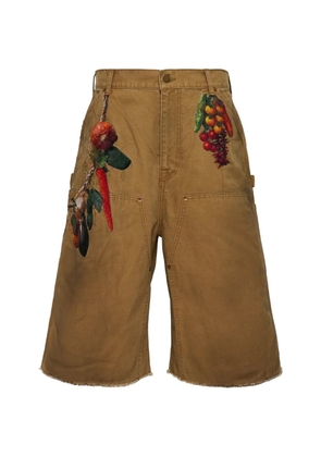 Doublet embroidery frayed shorts - Neutrals