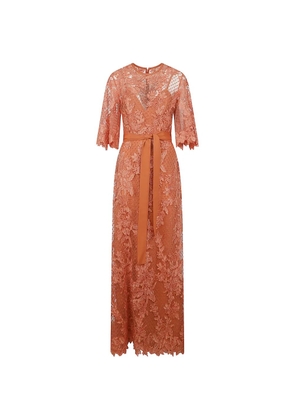 Elie Saab floral belted dress - Orange