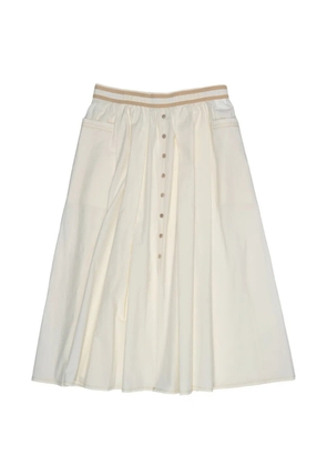 Bimba y Lola buttoned cotton midi skirt - White