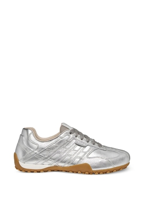 Geox Snake metallic-finish paneled sneakers - Silver