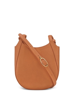 Longchamp small Le Foulonné grained-leather crossbody bag - Brown